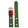 Correa de reloj con flores suizas bordadas folk - Verde rojo