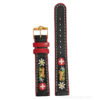 Volksgesticktes Schweizer Uhrenarmband mit Kuhblume - Schwarz Rot__