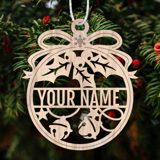 Texto personalizable del nombre de la bola de decoración navideña