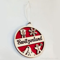 Wooden Christmas ball - Switzerland Decoration