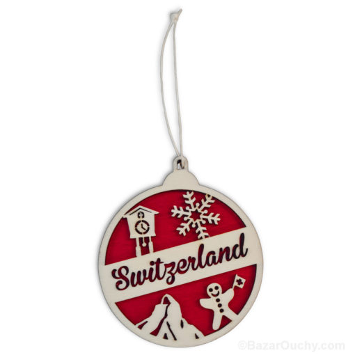 Wooden Christmas ball - Switzerland Decoration