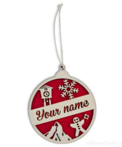 Boule noël bois - Suisse Décoration personnalisable