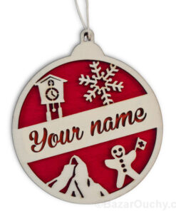 Boule noël bois - Suisse Décoration personnalisable