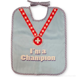 Schweizer Lätzchen - Blau - Ich bin ein Champion