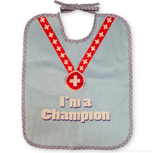 Schweizer Lätzchen - Blau - Ich bin ein Champion