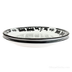 Black and white Swiss poya decoupage plate