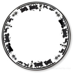 Black and white Swiss poya decoupage plate