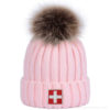 Gorro con pompón cruz suiza - Rosa