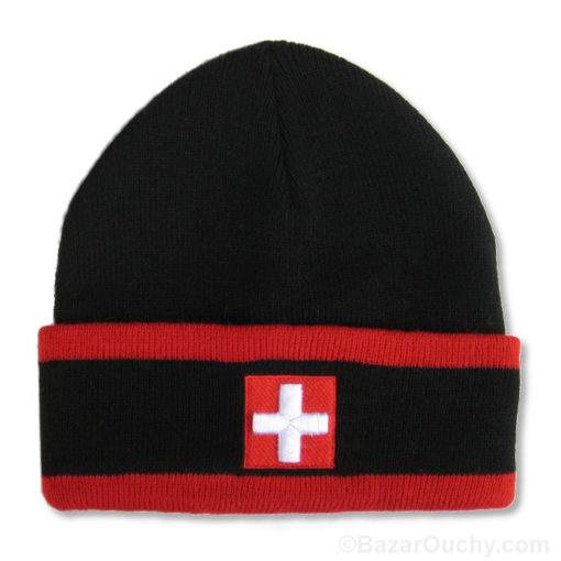 Sombrero negro con cruz suiza