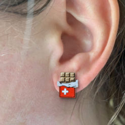 Boucle d'oreille - Chocolat suisse en bois