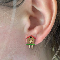 Wooden cuckoo ear stud