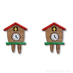 Swiss wooden cuckoo earring