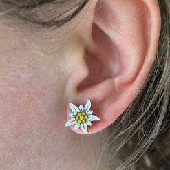 Boucle d'oreille Edelweiss bois