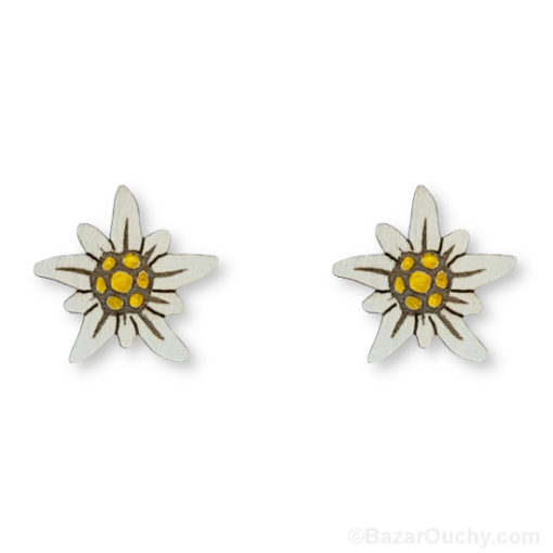 Earring Edelweiss wood