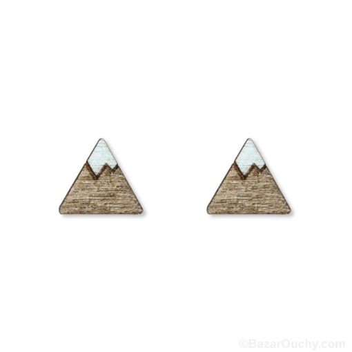 Boucle d'oreille - Montagne suisse en bois_