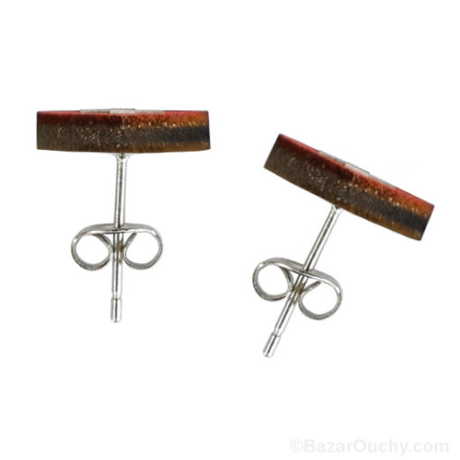 Boucle d'oreille coeur croix suisse en bois - Side_