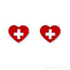 Swiss wooden cross heart earring_