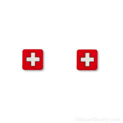 Swiss flag earring - Swiss cross - in wood