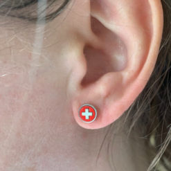 Round Swiss cross earring
