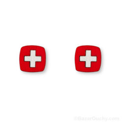 Ohrring mit Schweizer Kreuz aus Holz