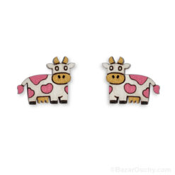 Swiss cow earring in wood