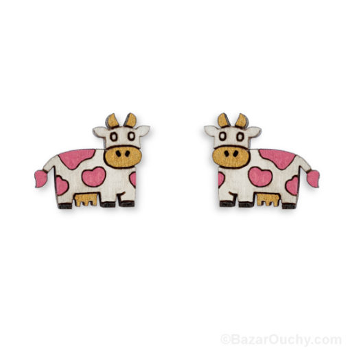 Schweizer Kuh-Ohrring aus Holz