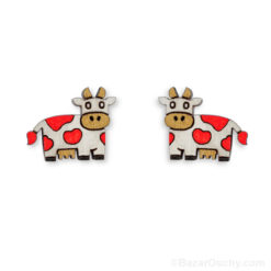 Swiss cow earring in wood