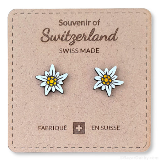 Earring Edelweiss wood