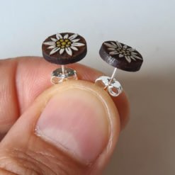 Boucle d'oreille Edelweiss bois - Argent - Suisse