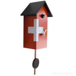 Péndulo de reloj de cuco rojo con cruz suiza