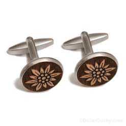 Swiss edelweiss wooden cufflink