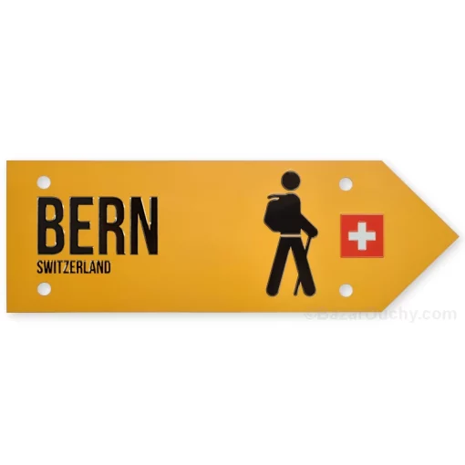 Panneau tourisme pédestre suisse - Bern - Jaune