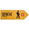 Panneau tourisme pédestre suisse - Genève - Jaune