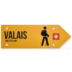 Panneau tourisme pédestre suisse - Valais - Jaune