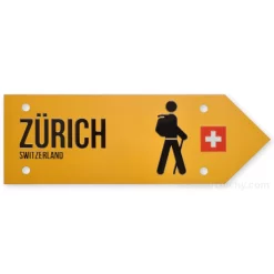 Panneau tourisme pédestre suisse - Zurich - Jaune