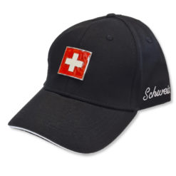 Square metal Swiss cross cap