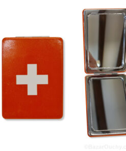 Miroir de poche rectangulaire - Croix suisse