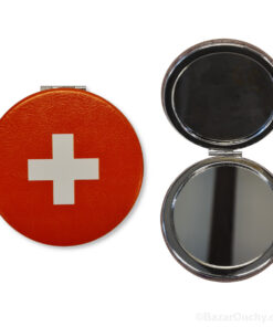 Miroir de poche rond - Croix suisse