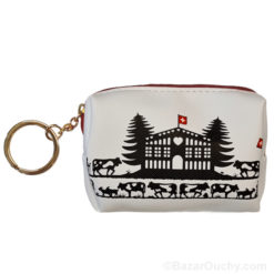 White rectangle coin purse - Swiss chalet cutout