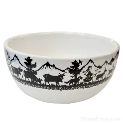 Black and white poya carving bowl