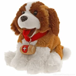 Peluche chien Saint-Bernard avec tonneau - Soft