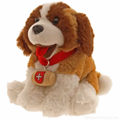 Peluche chien Saint-Bernard avec tonneau - Soft