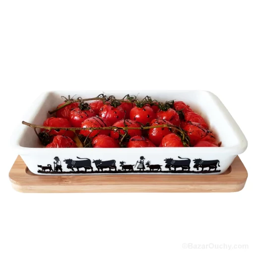 Plat à gratin - Blanc motif poya découpage suisse