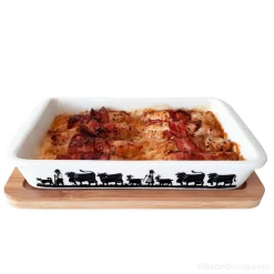 Gratin dish - White Swiss poya pattern