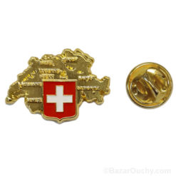 Goldene Anstecknadel in Schweizer Form