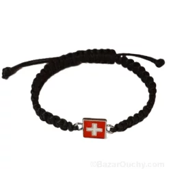 Bracciale in filo intrecciato con croce svizzera