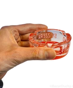 Cendrier croix suisse en verre