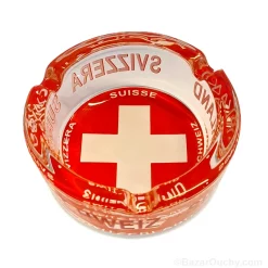 Cendrier croix suisse en verre