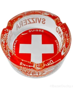 Cendrier croix suisse en verre