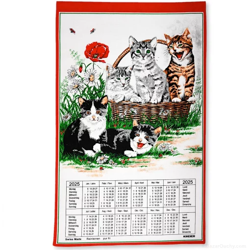 Calendrier suisse en tissu 2025 Chats BazarOuchy